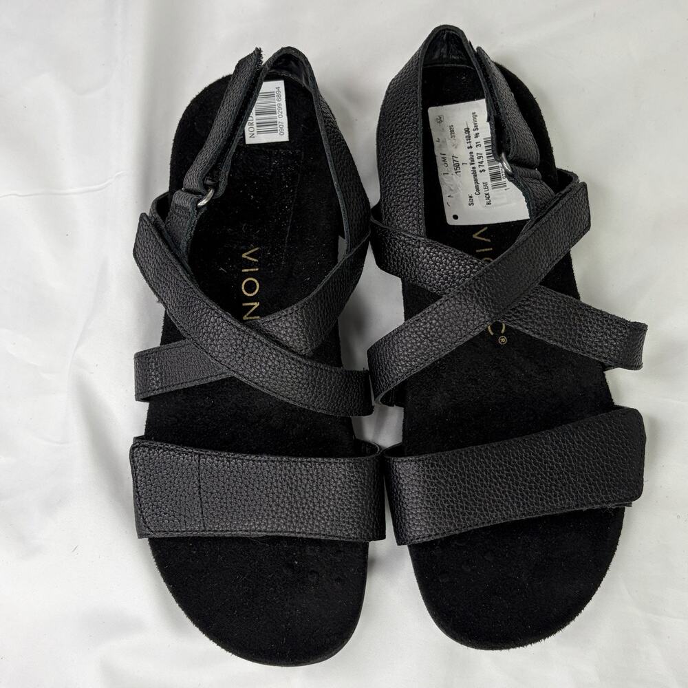 Vionic Leather Raya Black Comfort Sandals Size Us 7, Leather, Casual, Summer View 2